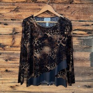 JOSEPH RIBKOFF | Brown and Black Animal Print Blouse 10